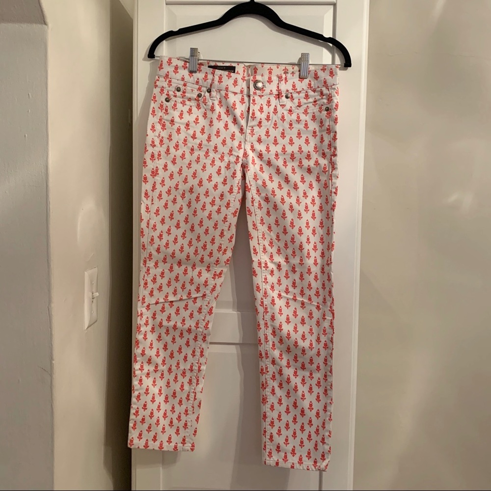 Size 24 J. Crew Coral Pattern skinny jeans